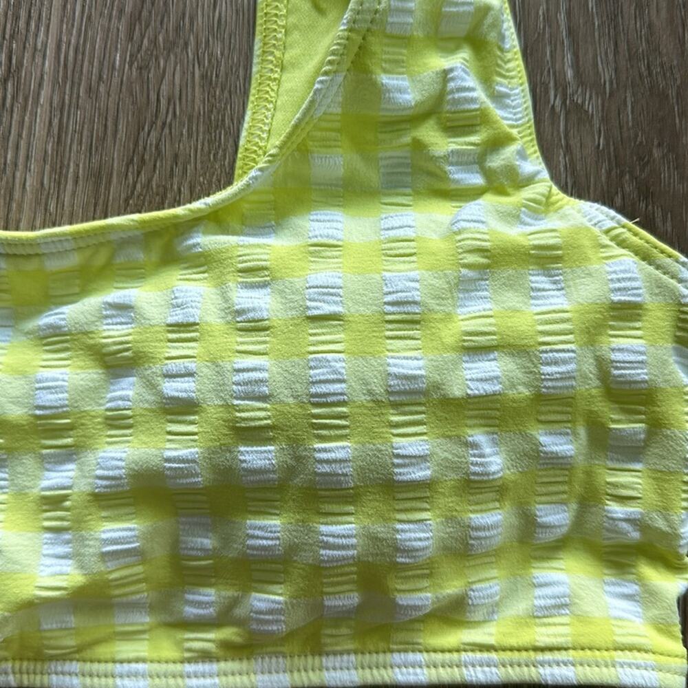 Roxy Beautiful Sun Bralette Bikini Top Yellow & White Gingham Large - Picture 2 of 5